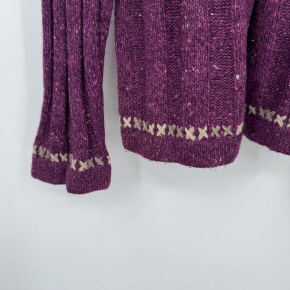 Vintage Woolrich 1/4 Zip Fisherman Sweater Womens size XXL Purple Wool/Ramie Bl - Picture 4 of 8